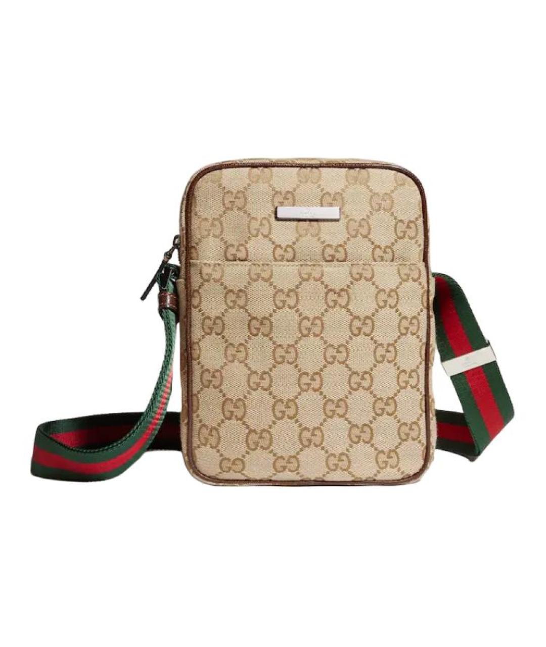 GUCCI Бежевая сумка на плечо из канвы, фото 2