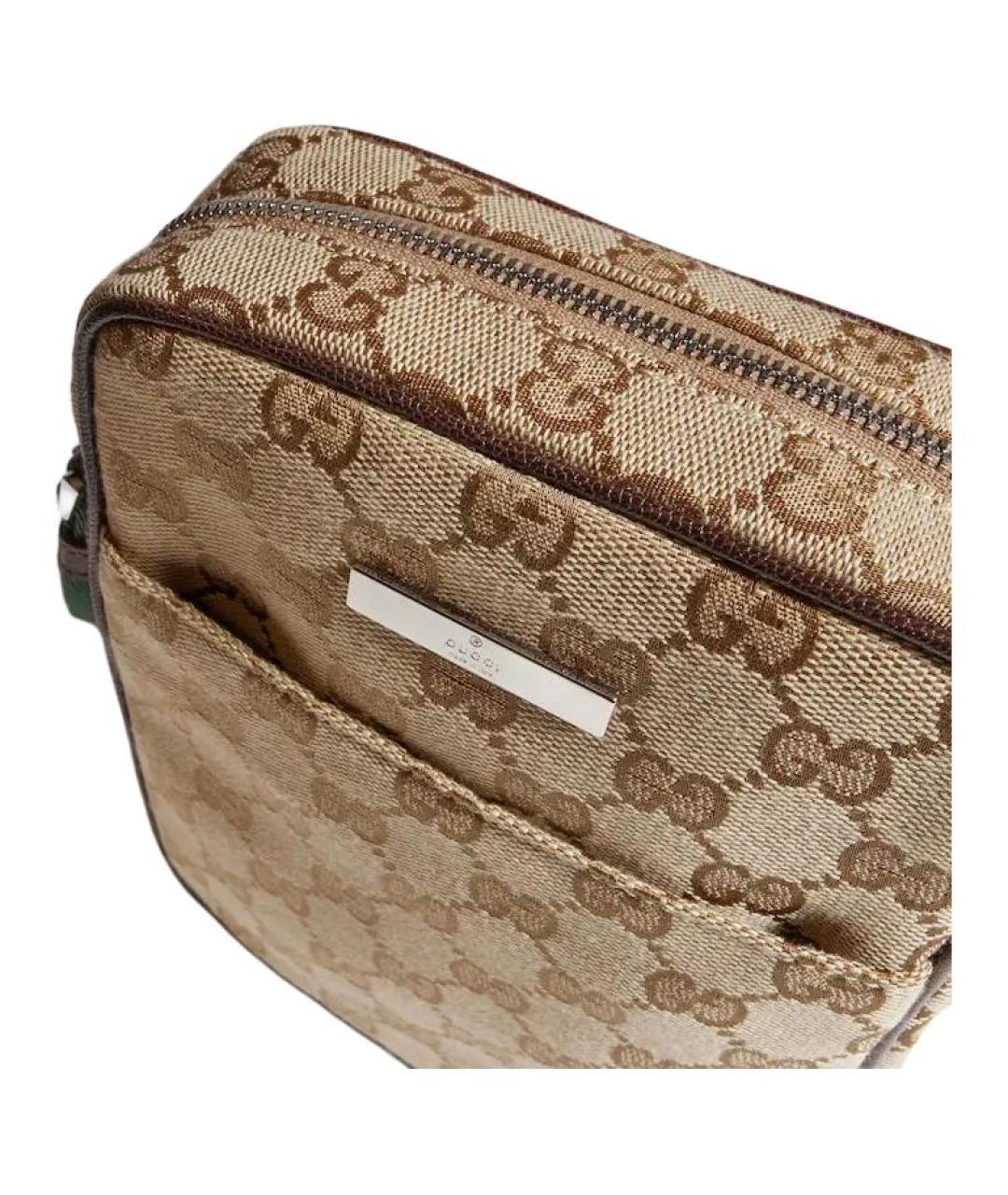 GUCCI Бежевая сумка на плечо из канвы, фото 5