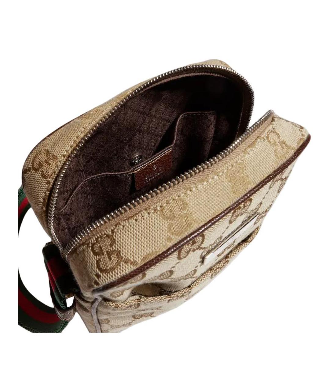 GUCCI Бежевая сумка на плечо из канвы, фото 4