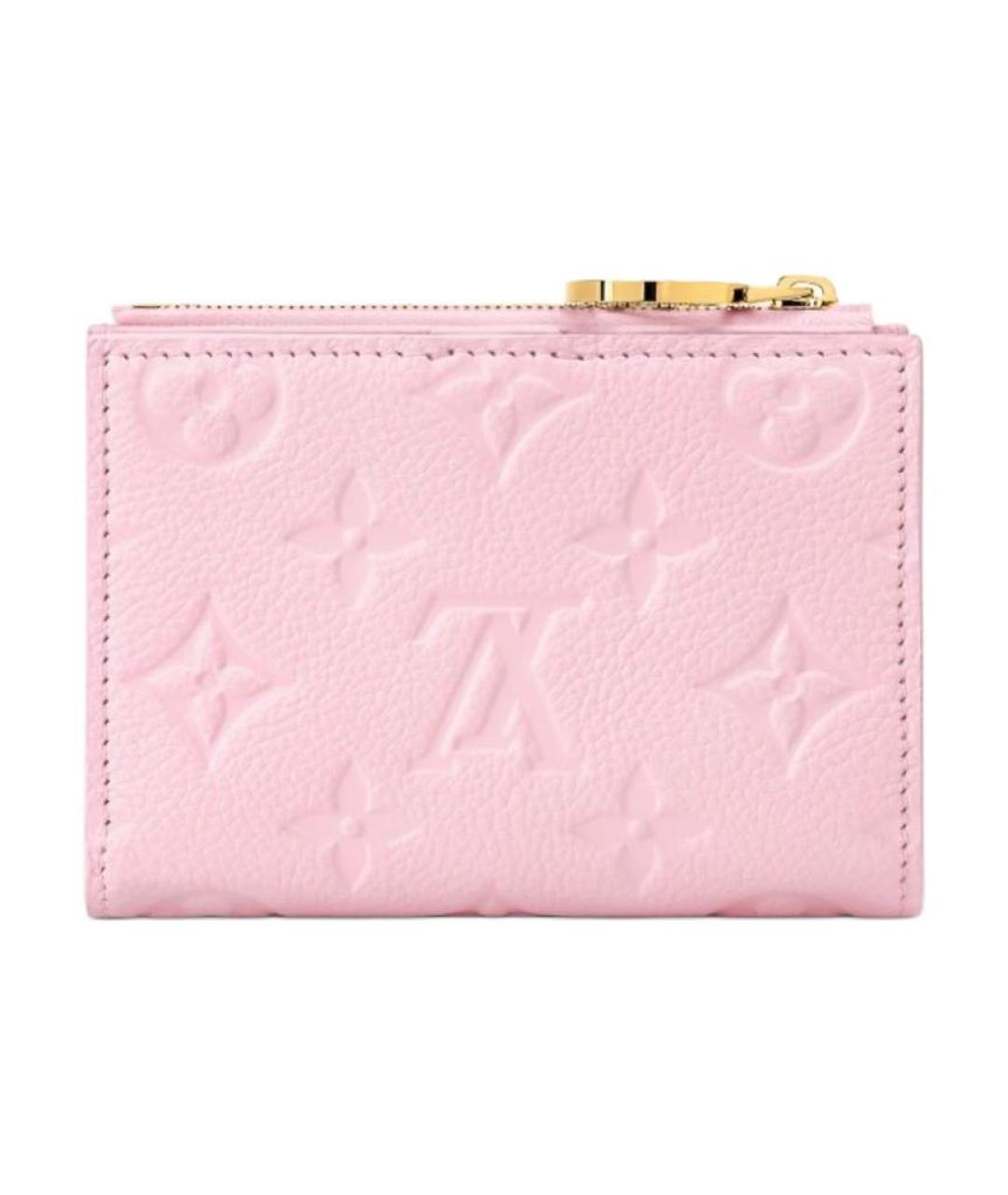 LOUIS VUITTON Розовый кожаный кошелек, фото 3