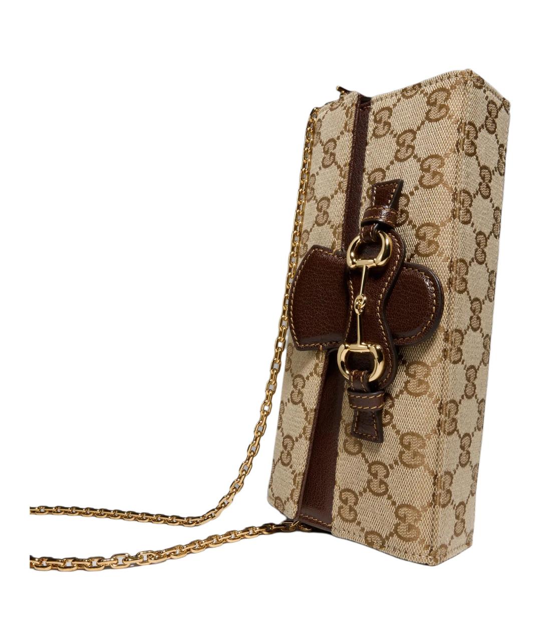 GUCCI Бежевая сумка через плечо из канвы, фото 5