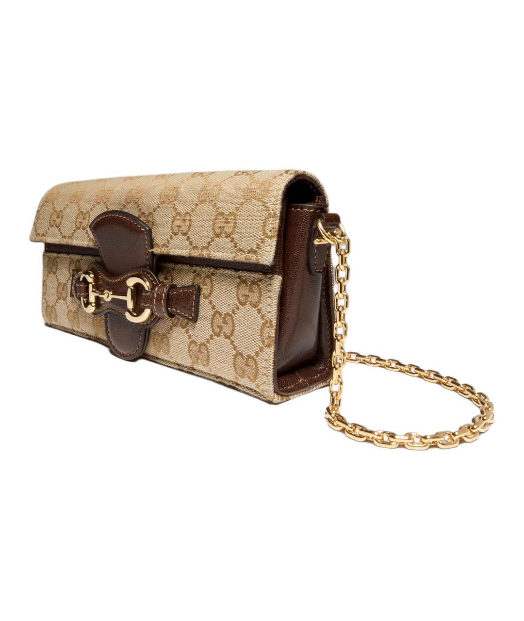 GUCCI Бежевая сумка через плечо из канвы, фото 3