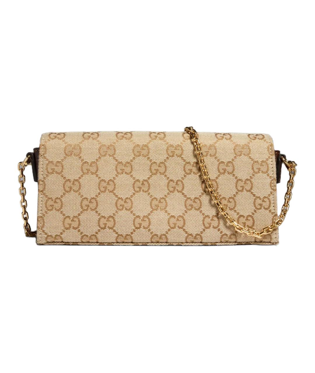 GUCCI Бежевая сумка через плечо из канвы, фото 4