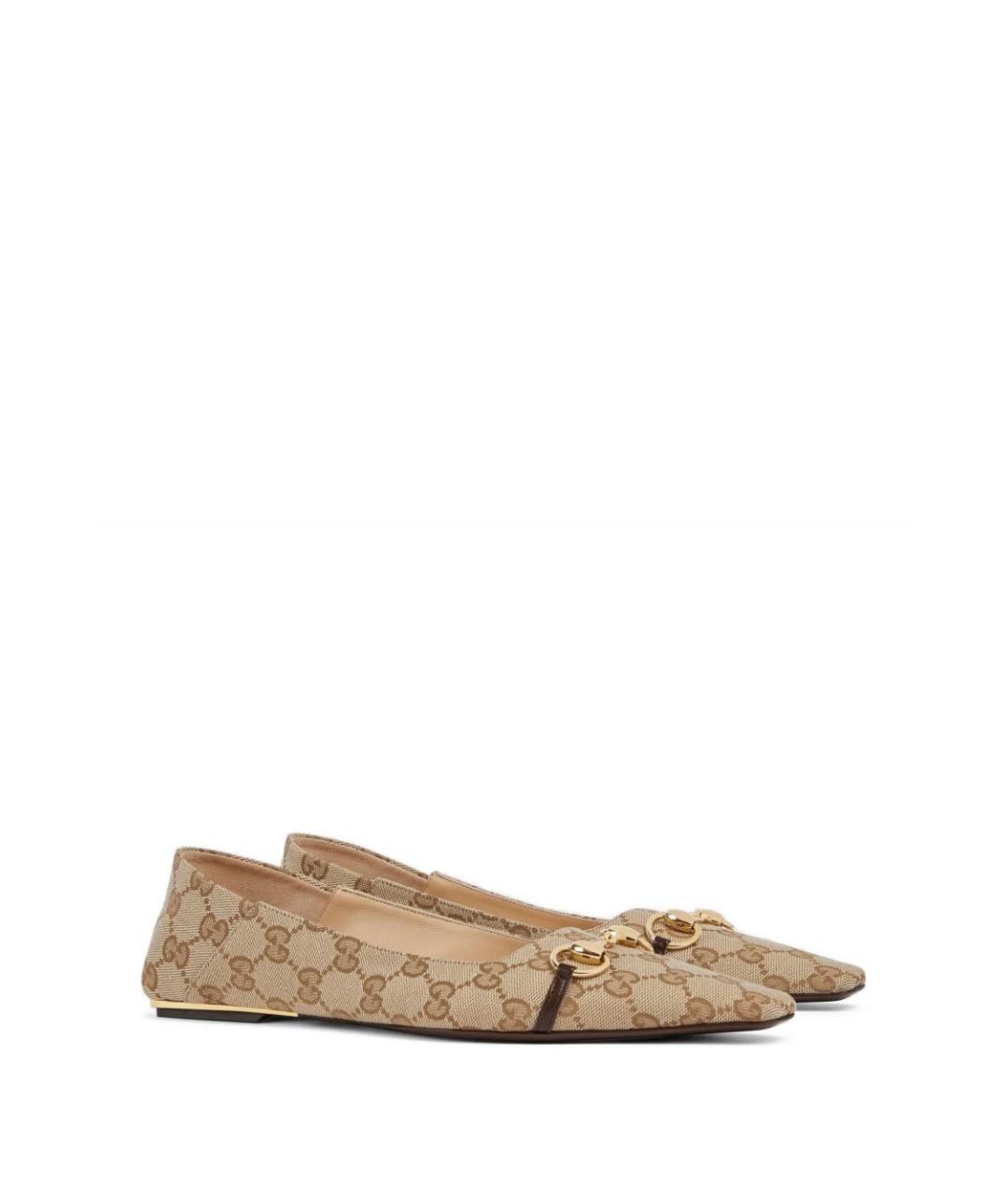 GUCCI Бежевые синтетические балетки, фото 3