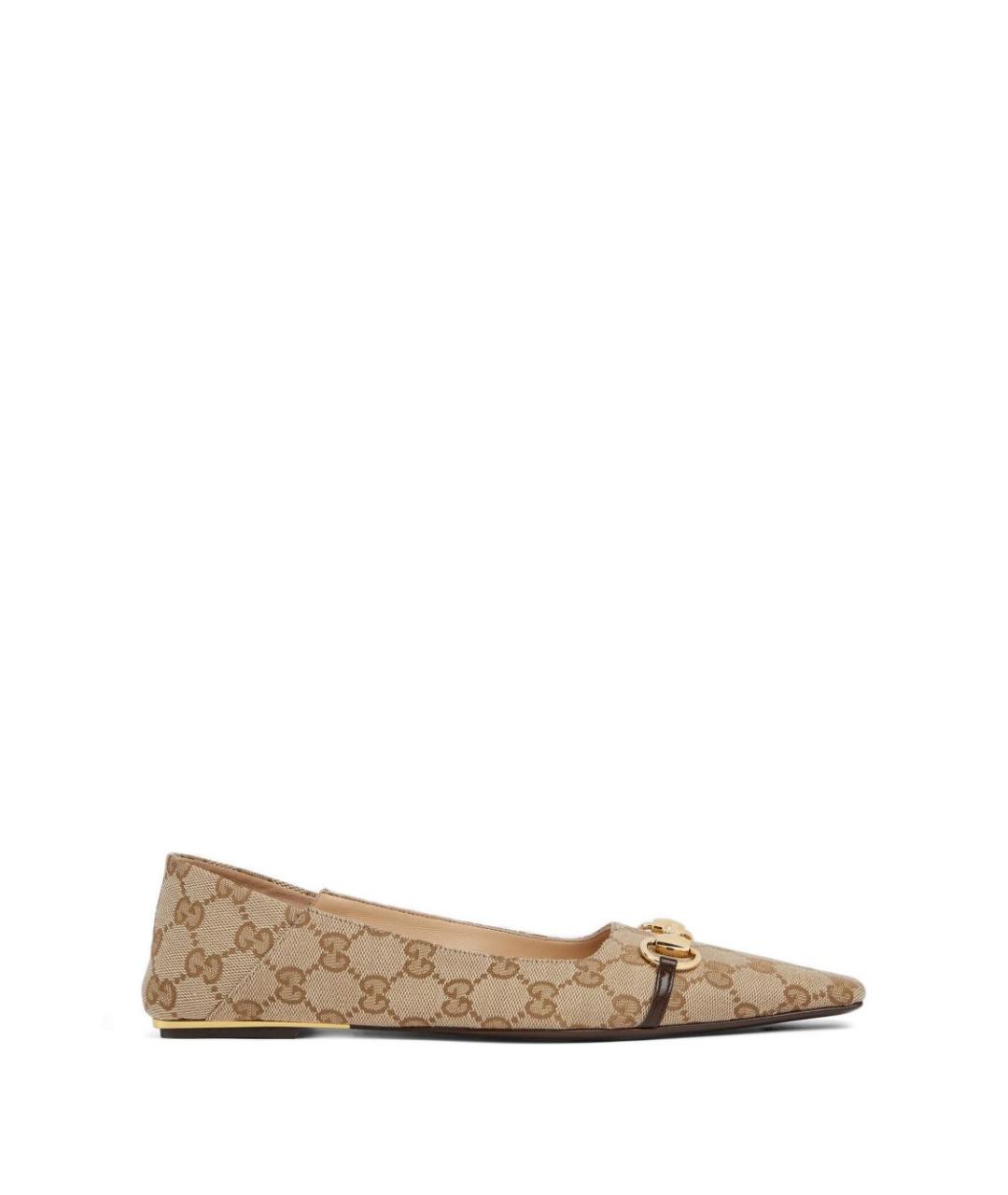 GUCCI Бежевые синтетические балетки, фото 1