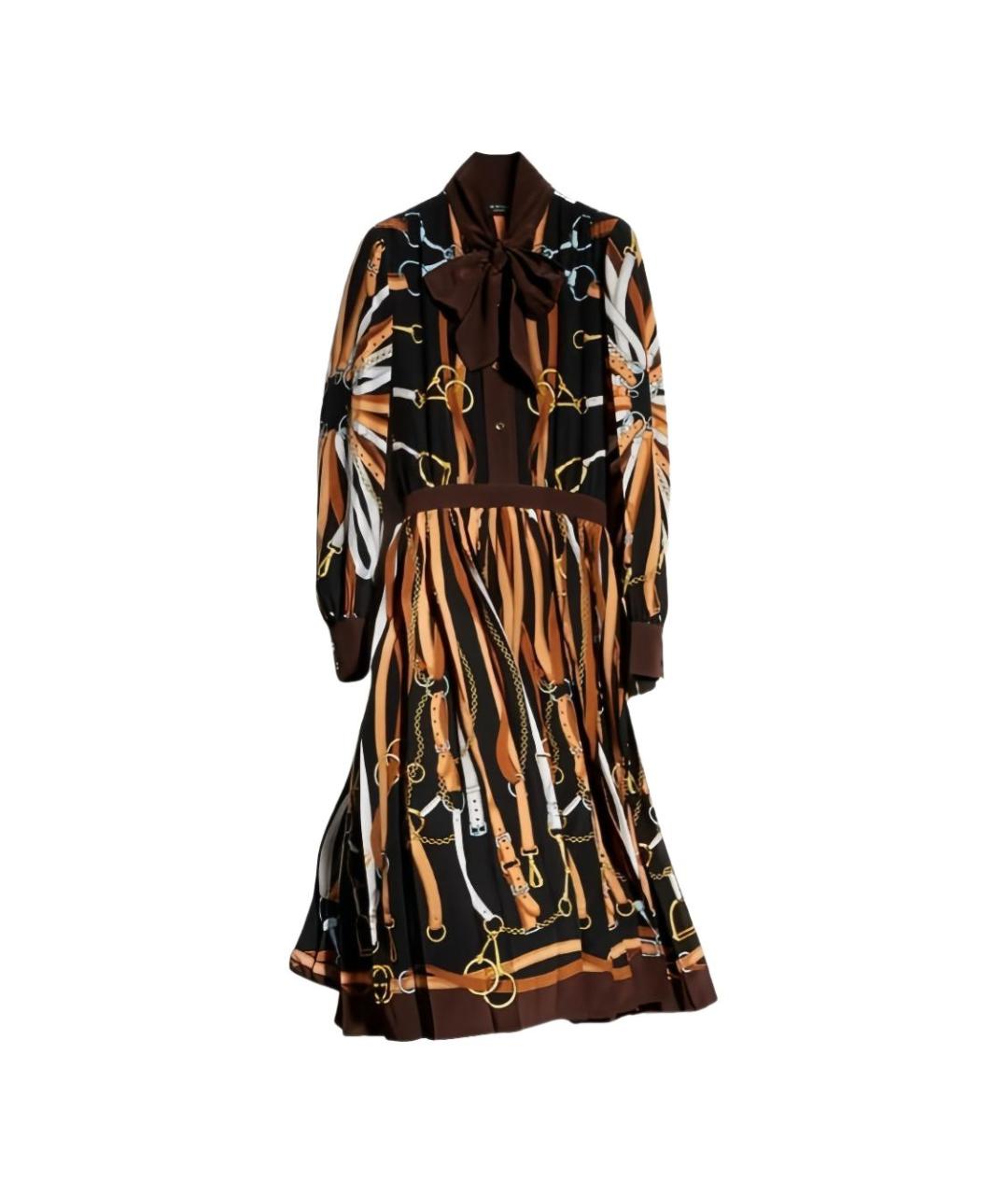GUCCI Мульти шелковое платье, фото 1