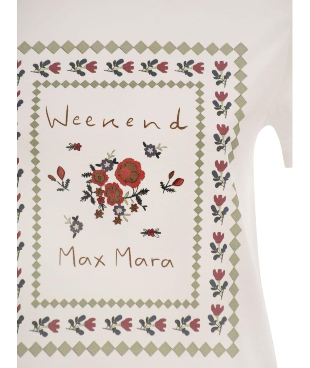 WEEKEND MAX MARA Белая хлопковая футболка, фото 4