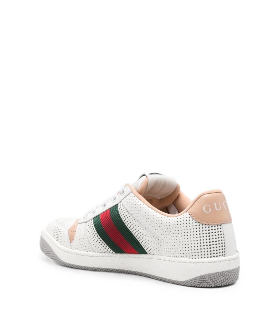GUCCI Белые кожаные кроссовки, фото 3