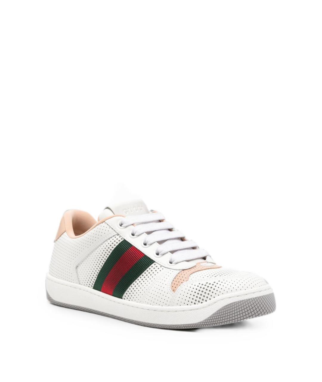 GUCCI Белые кожаные кроссовки, фото 2