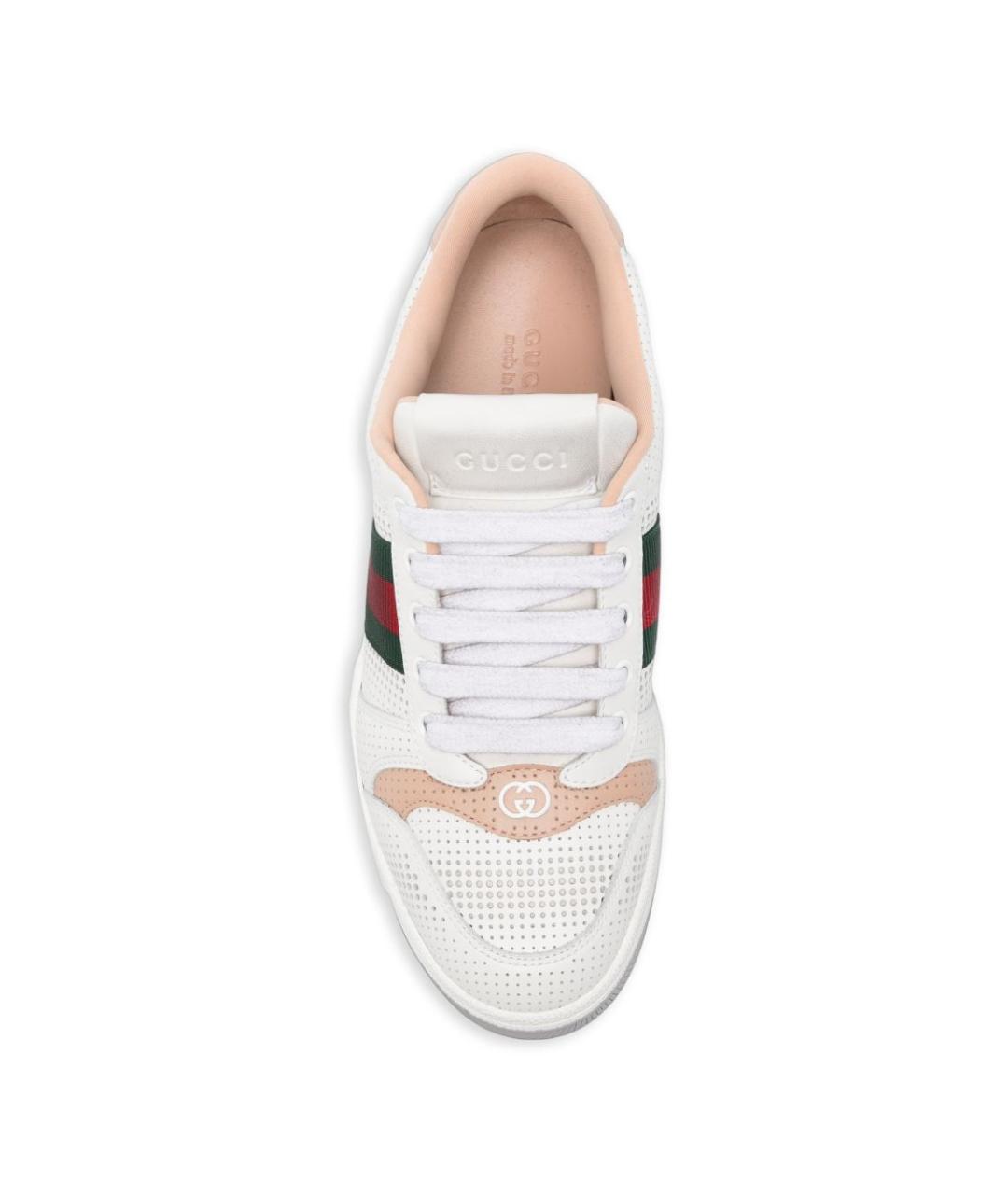 GUCCI Белые кожаные кроссовки, фото 4
