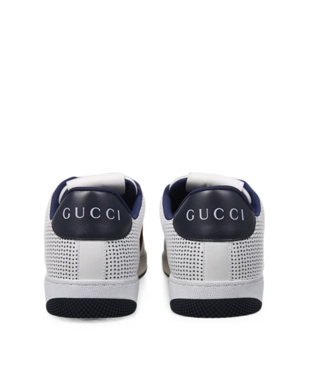 GUCCI Белые кожаные низкие кроссовки / кеды, фото 2