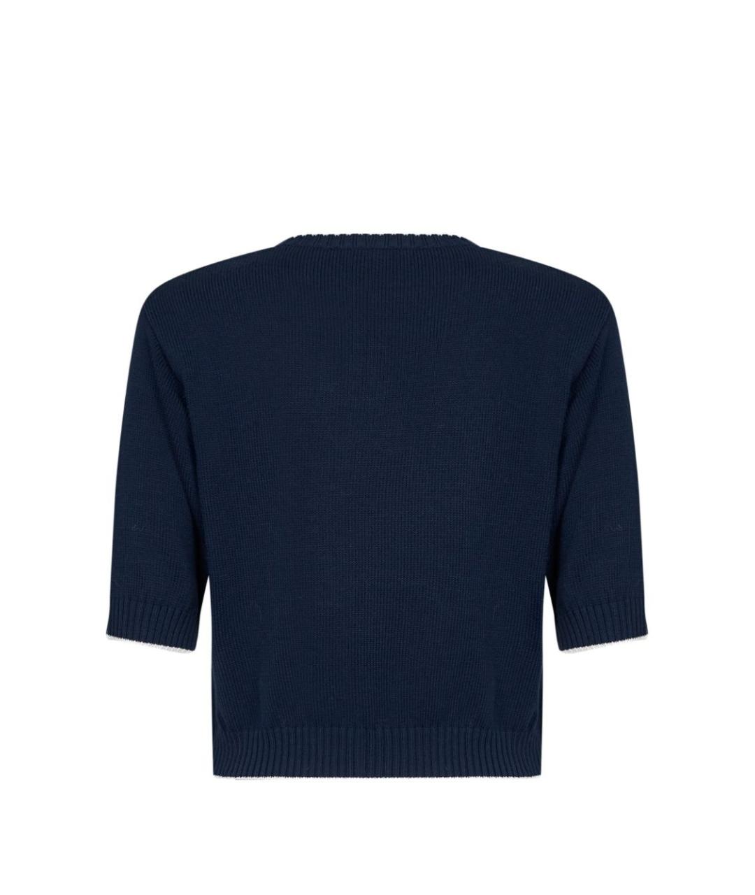 WEEKEND MAX MARA Синяя хлопковая футболка, фото 2