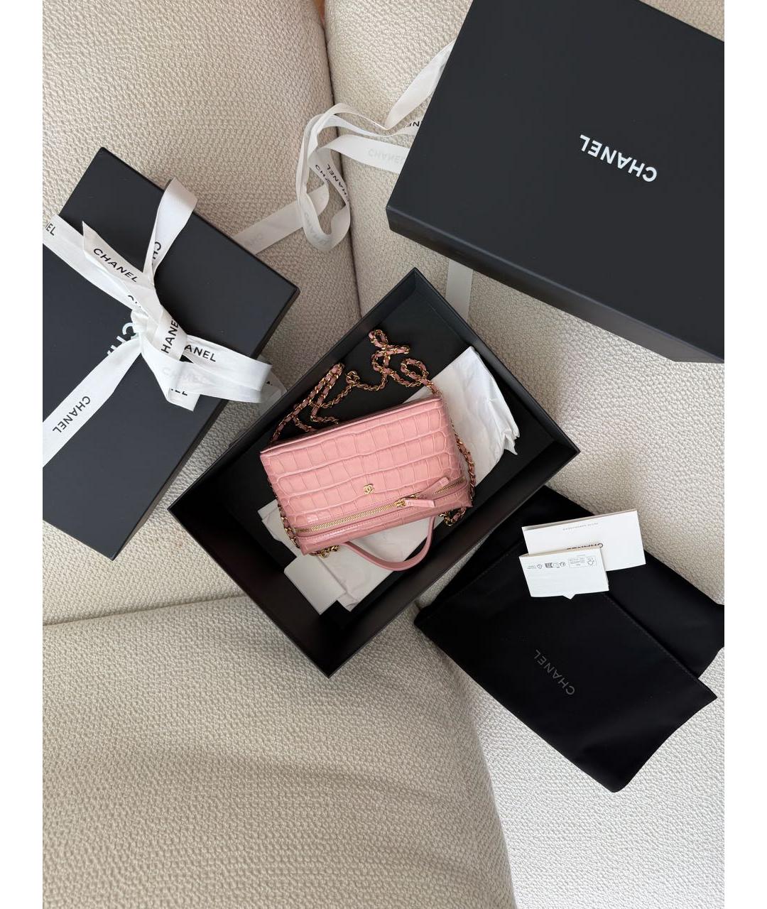 CHANEL Розовая кожаная сумка через плечо, фото 4