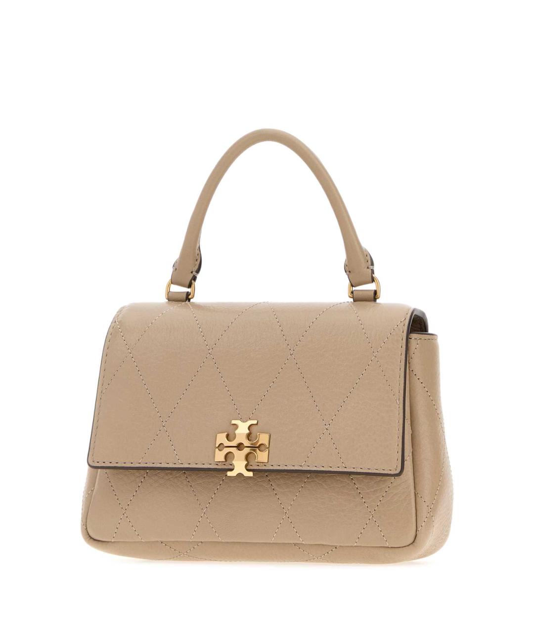 TORY BURCH Бежевая кожаная сумка с короткими ручками, фото 2