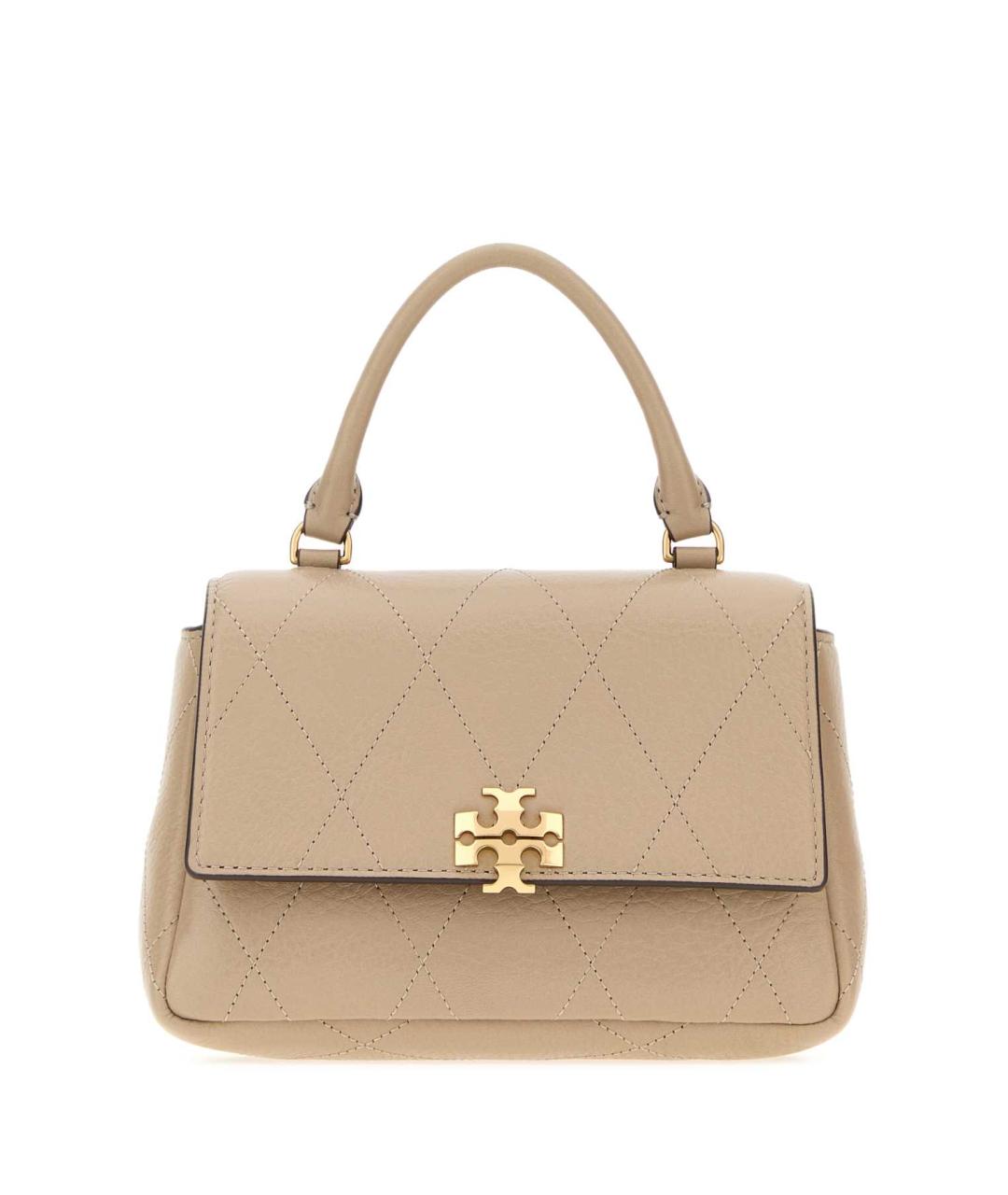 TORY BURCH Бежевая кожаная сумка с короткими ручками, фото 1