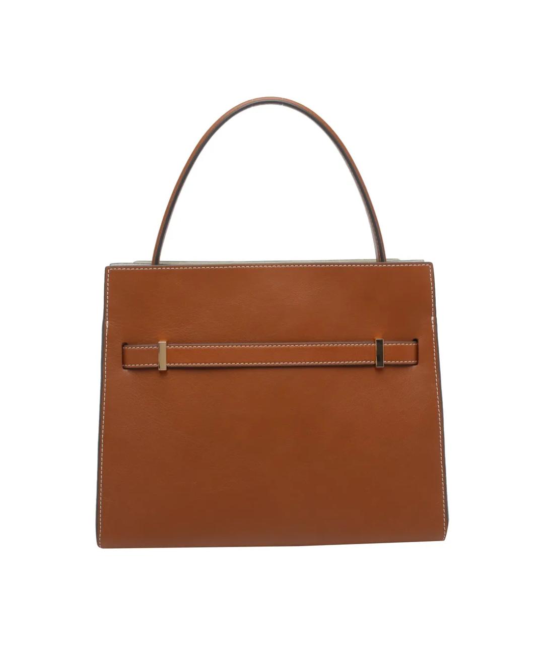 TORY BURCH Бежевая кожаная сумка с короткими ручками, фото 3