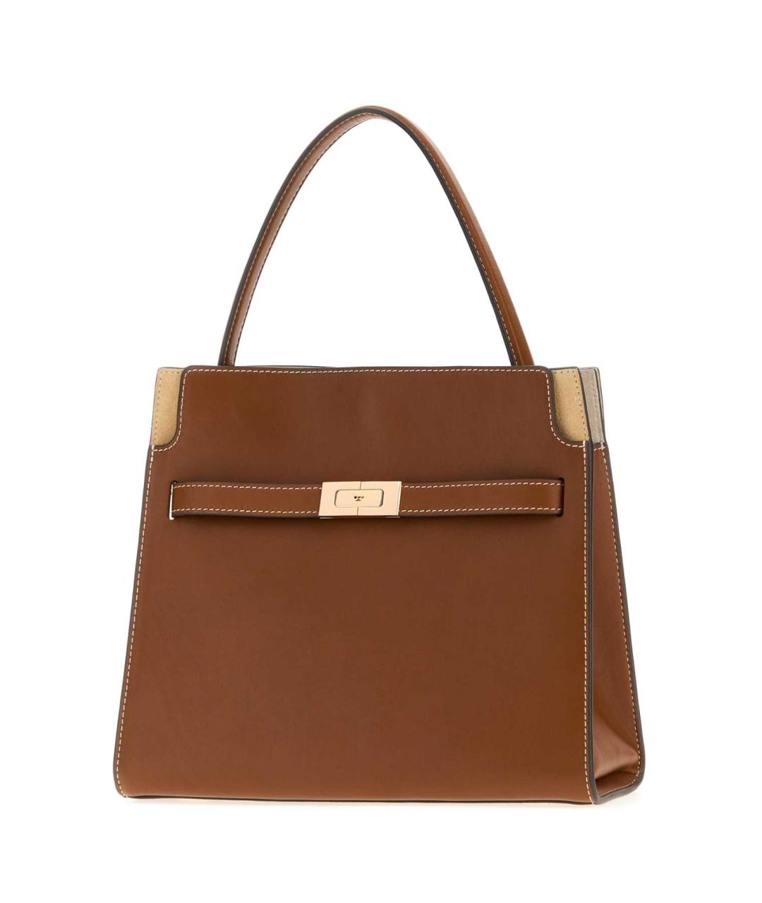 TORY BURCH Бежевая кожаная сумка с короткими ручками, фото 2