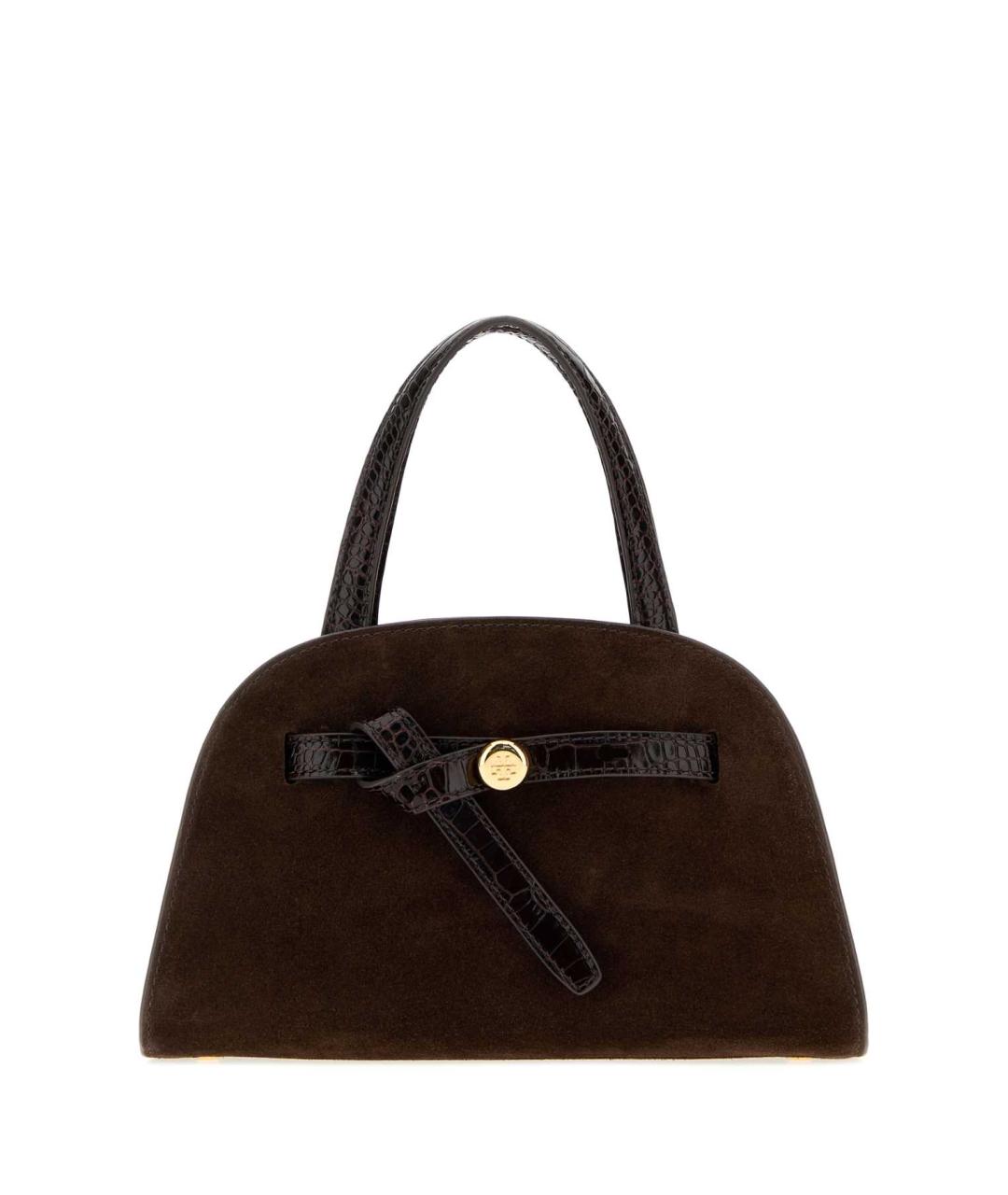 TORY BURCH Коричневая замшевая сумка с короткими ручками, фото 1