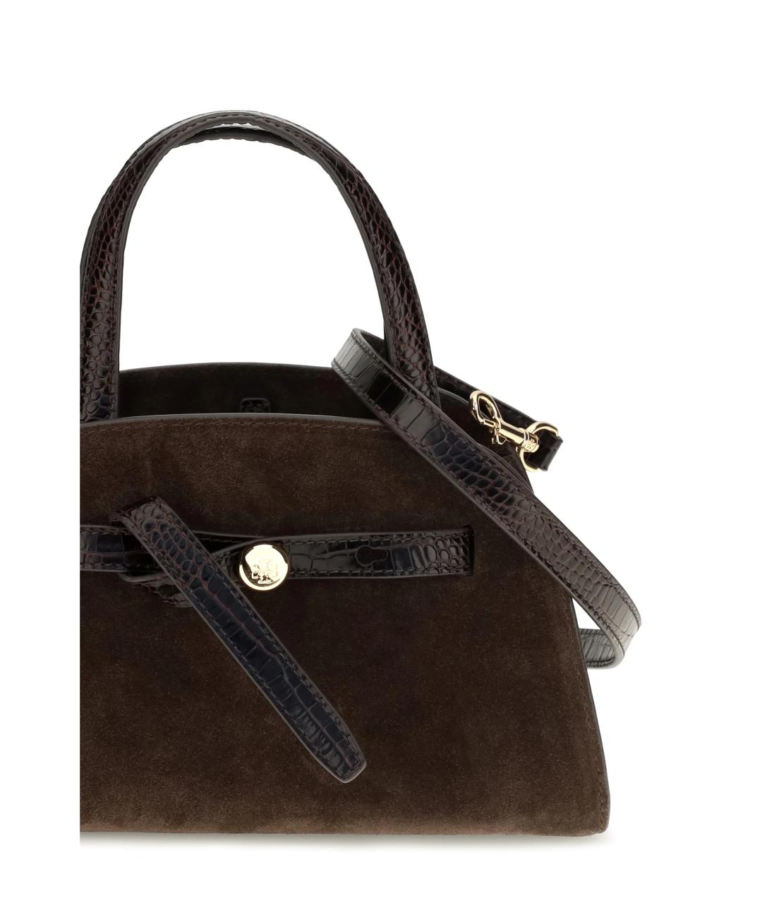 TORY BURCH Коричневая замшевая сумка с короткими ручками, фото 3
