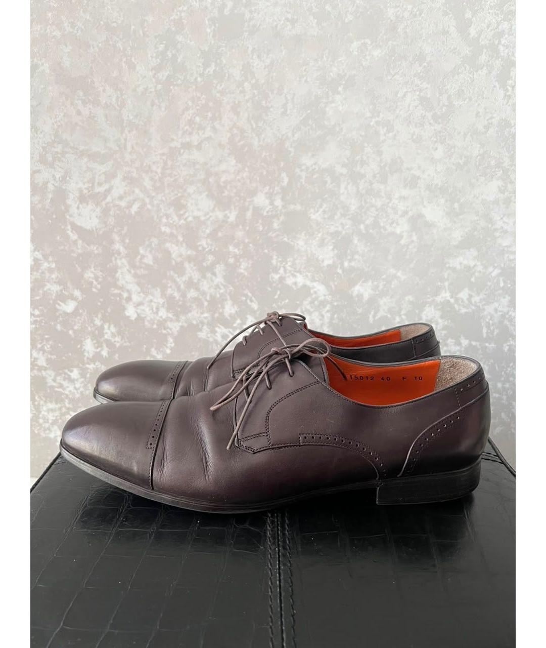 SANTONI Коричневые кожаные туфли, фото 4