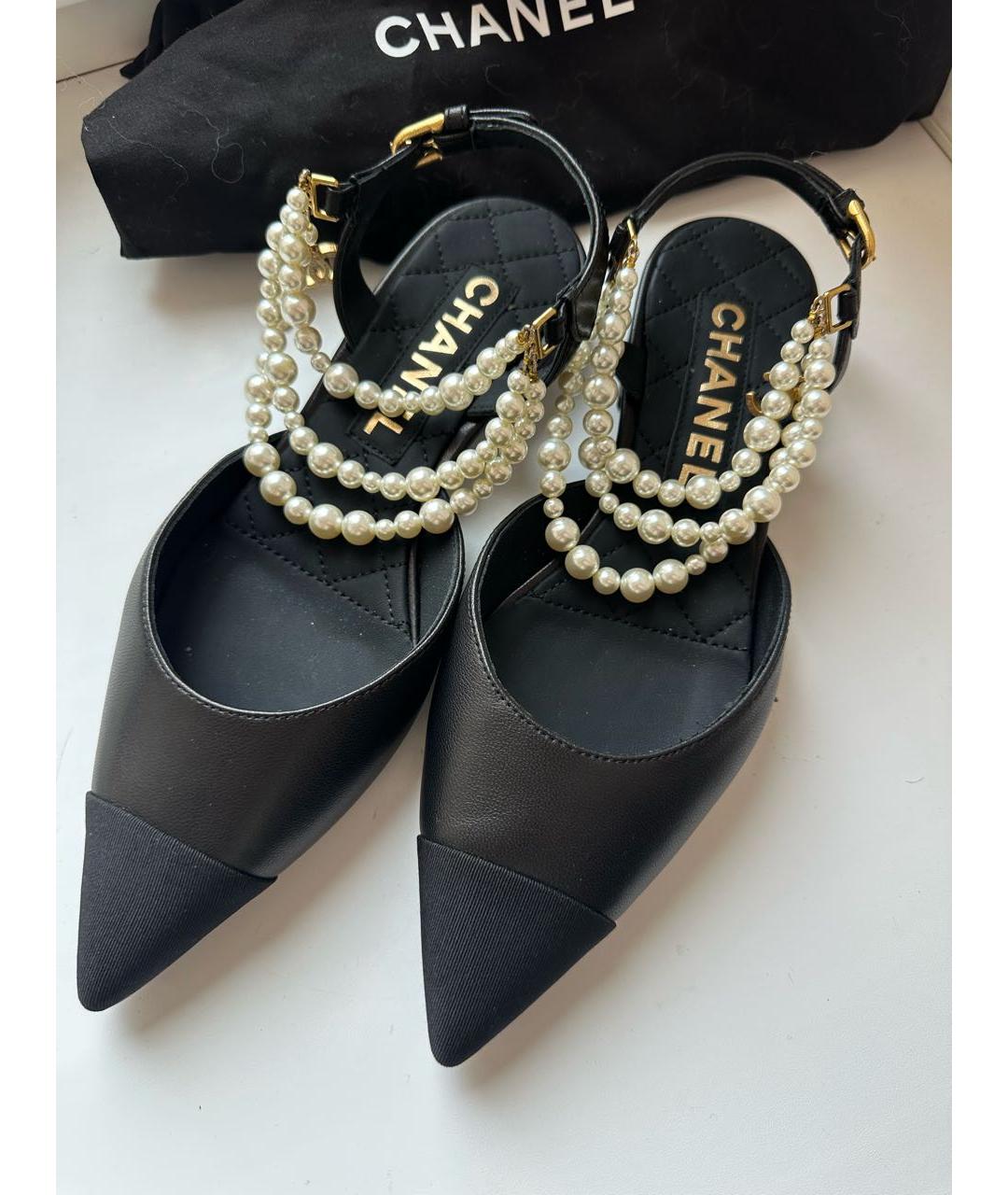 CHANEL Черные кожаные туфли, фото 2