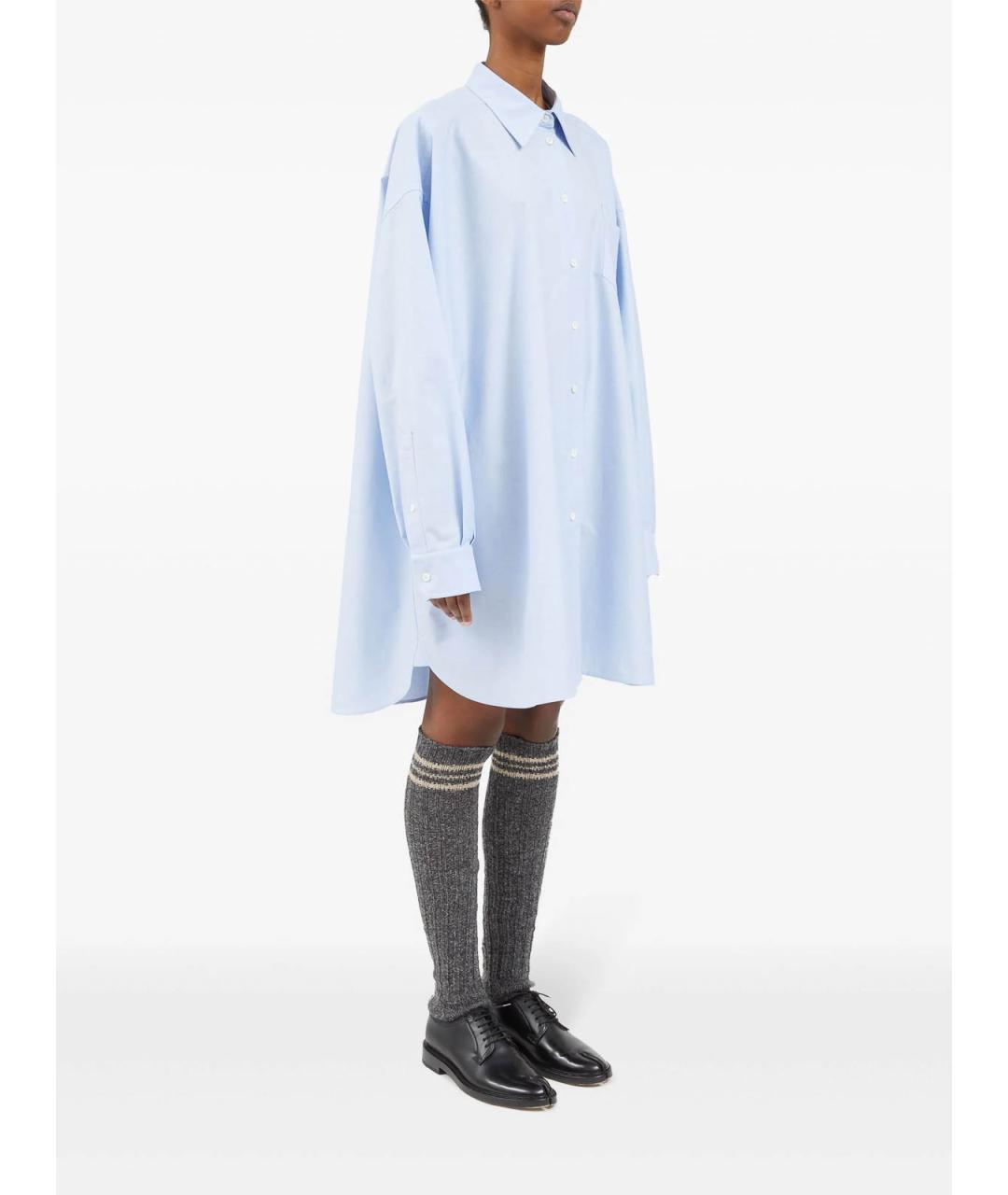 MAISON MARGIELA Голубая хлопковая рубашка, фото 4