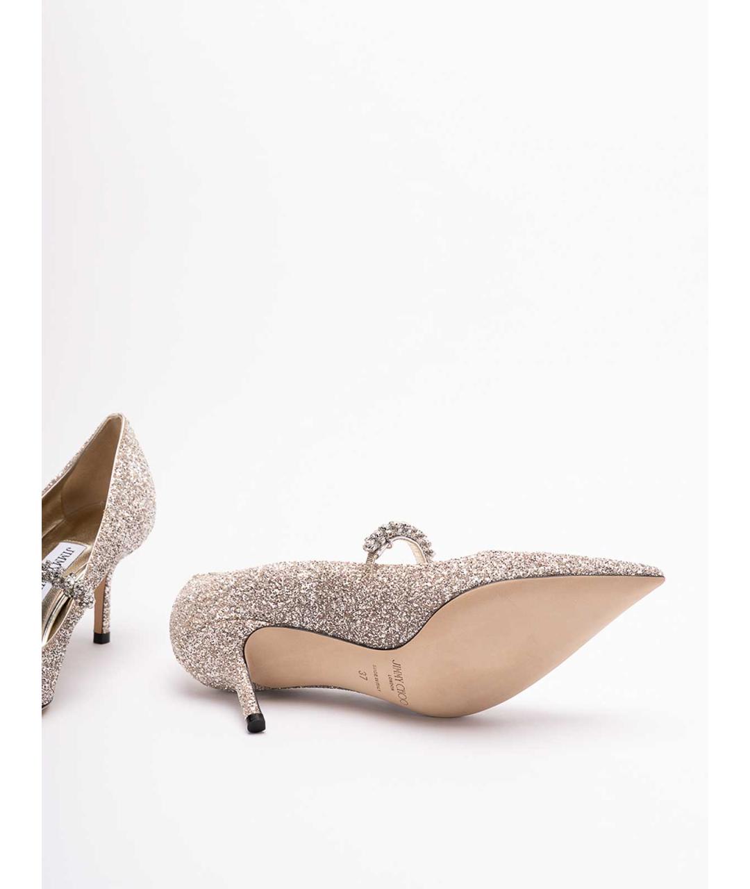 JIMMY CHOO Серебряные кожаные туфли, фото 4
