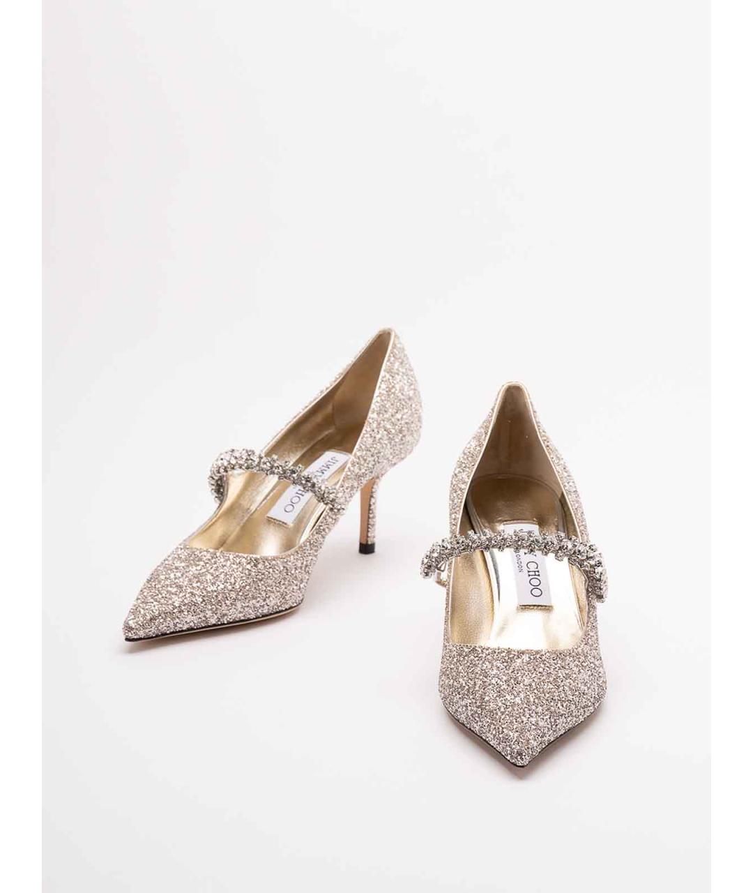 JIMMY CHOO Серебряные кожаные туфли, фото 2