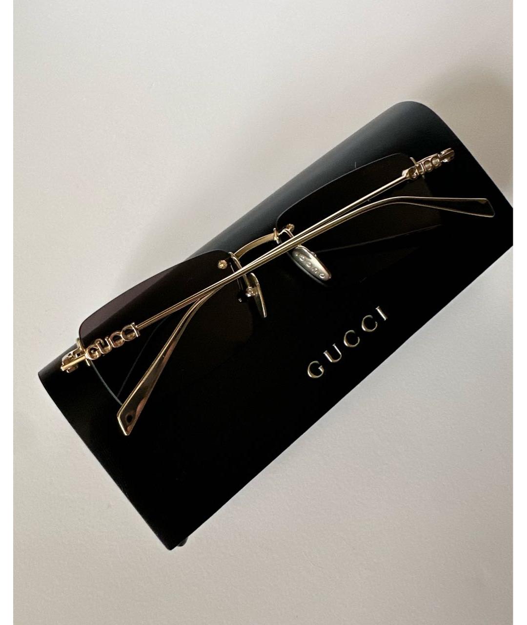 GUCCI Золотые металлические солнцезащитные очки, фото 5