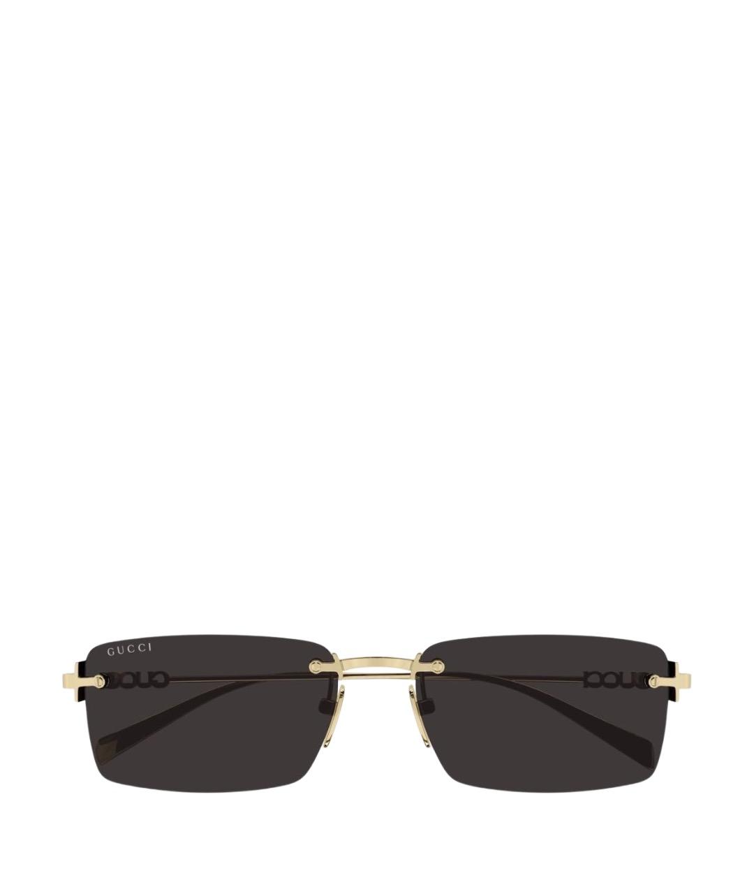 GUCCI Золотые металлические солнцезащитные очки, фото 1