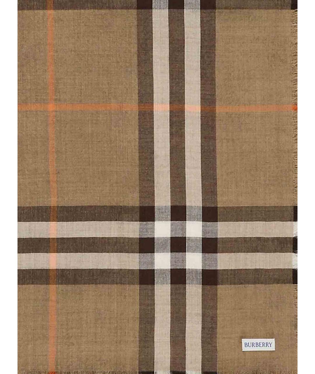 BURBERRY Коричневый шерстяной шарф, фото 2