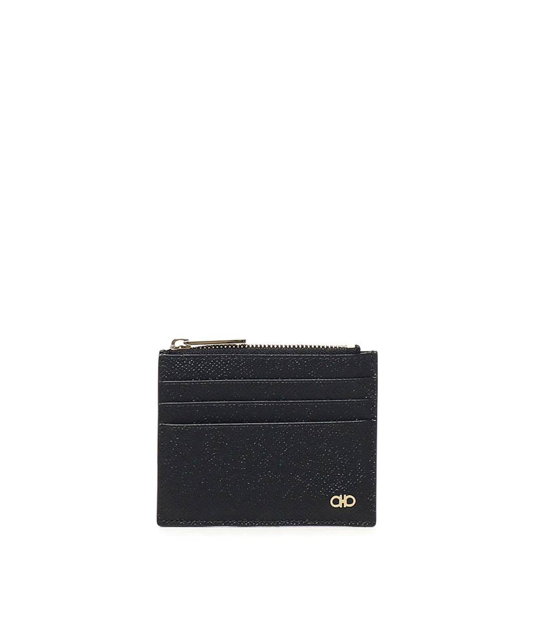 FERRAGAMO Черный кожаный кошелек, фото 1