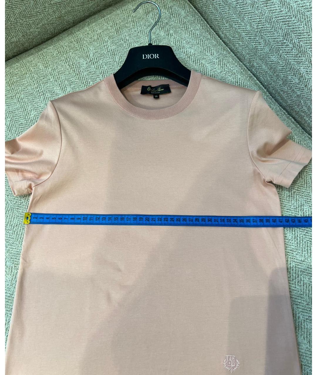 LORO PIANA Розовая хлопковая футболка, фото 3