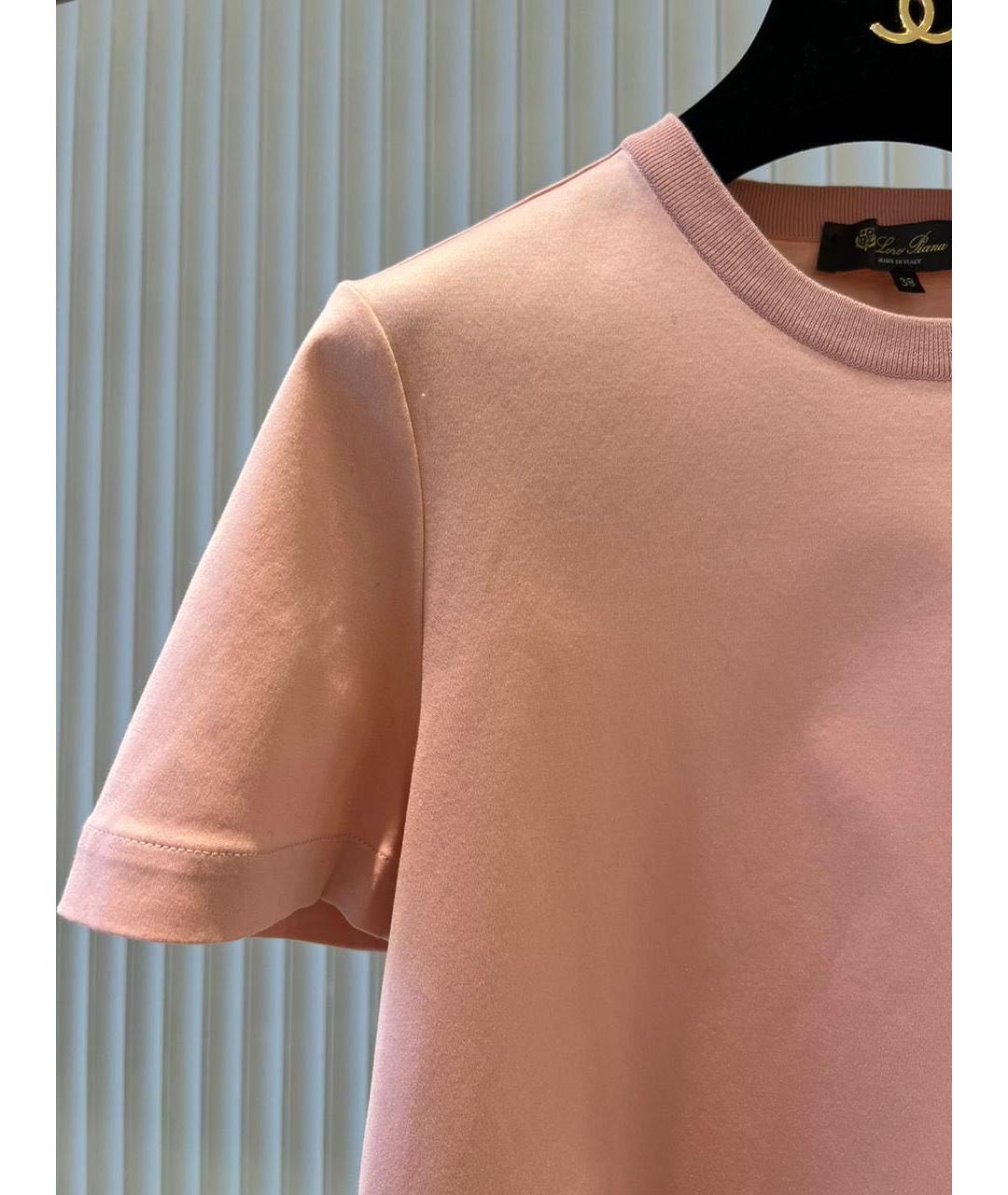 LORO PIANA Розовая хлопковая футболка, фото 6