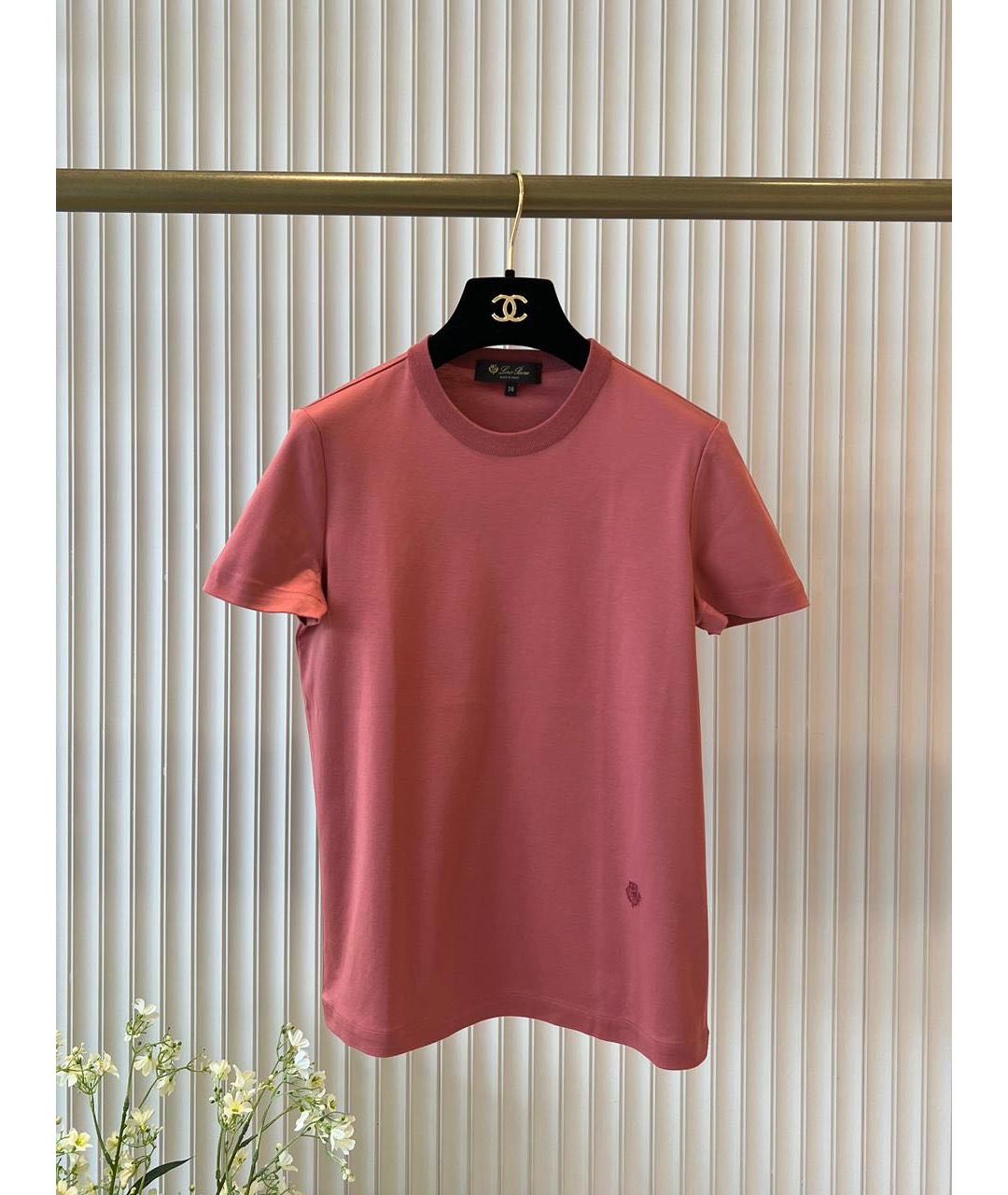 LORO PIANA Коралловая хлопковая футболка, фото 9