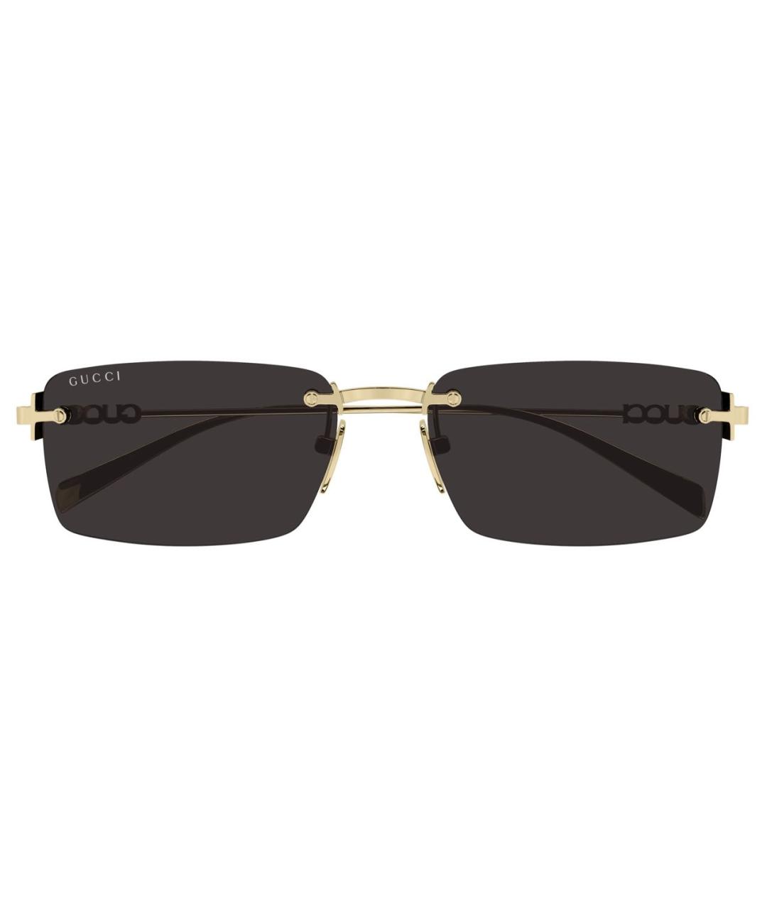 GUCCI Золотые металлические солнцезащитные очки, фото 9