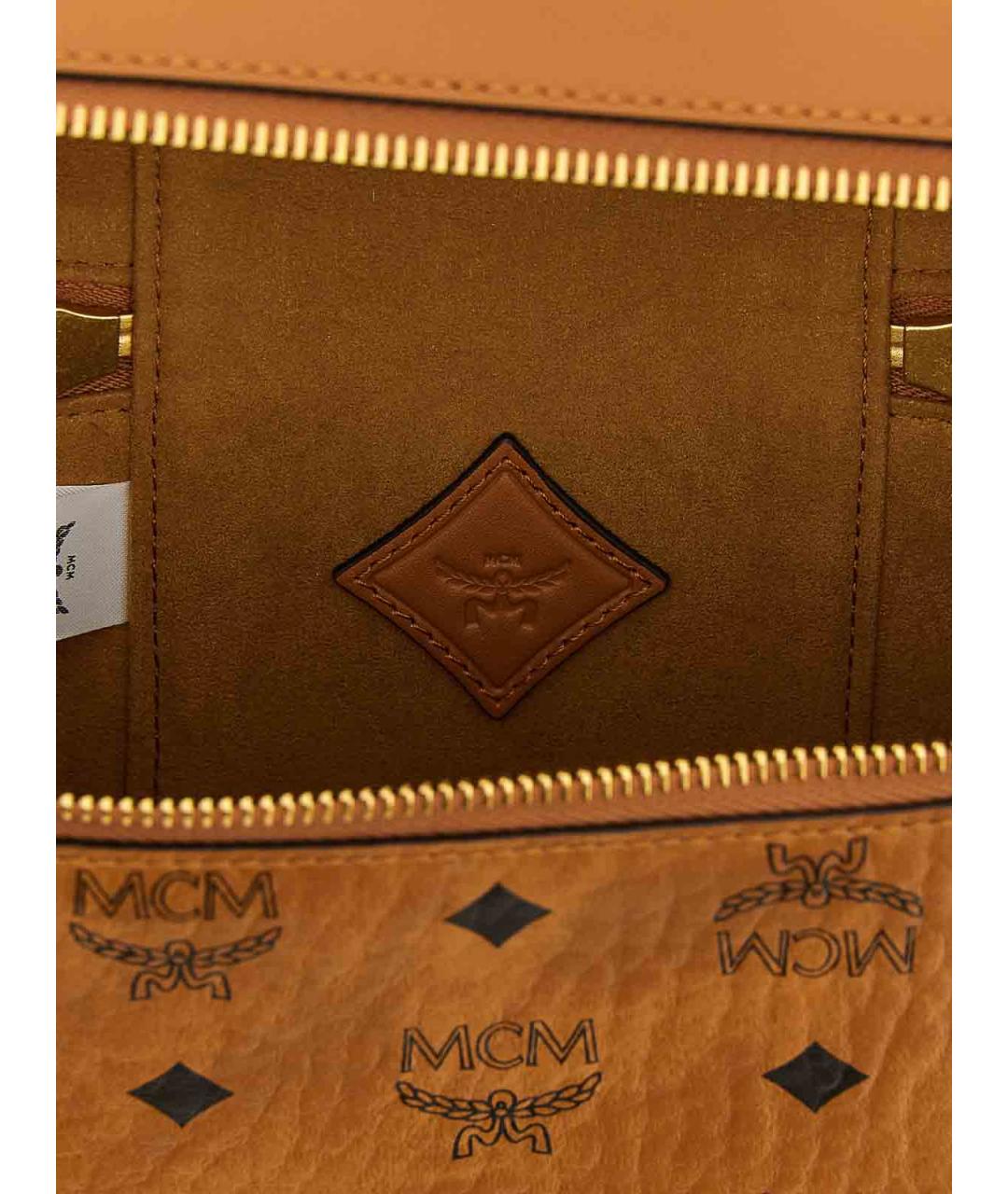 MCM Коричневая сумка с короткими ручками из канвы, фото 4