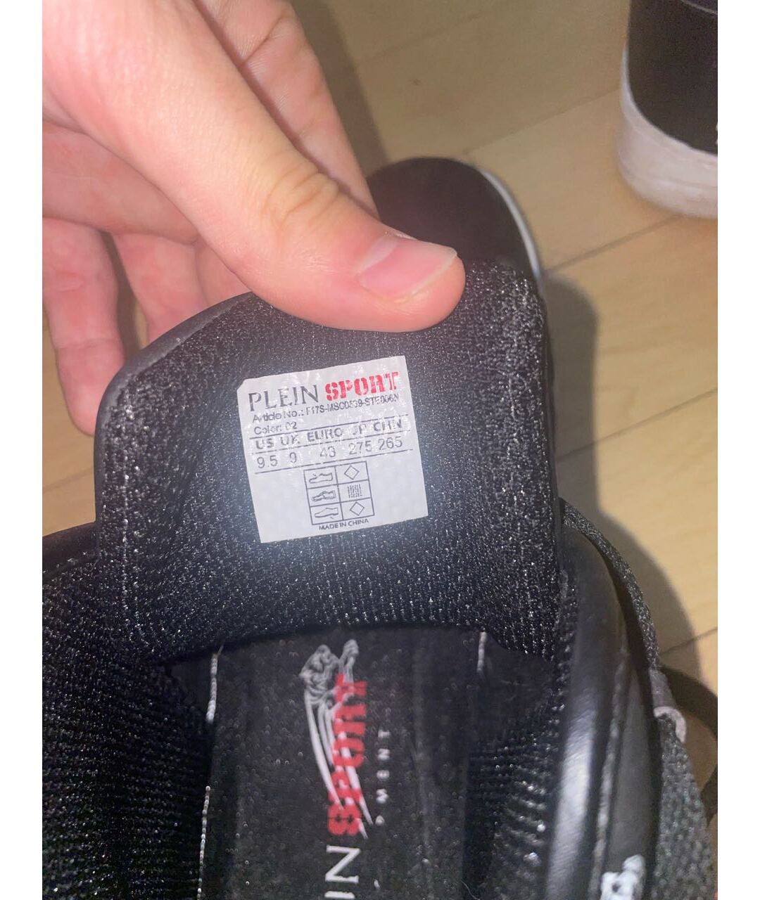 PLEIN SPORT Антрацитовые кожаные высокие кроссовки / кеды, фото 5