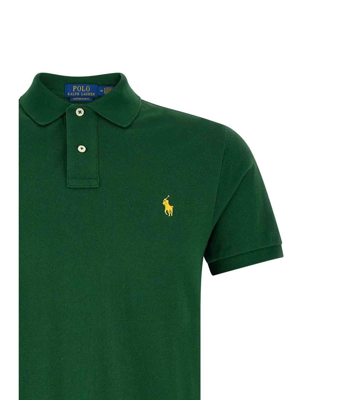 POLO RALPH LAUREN Зеленое хлопковое поло с коротким рукавом, фото 3