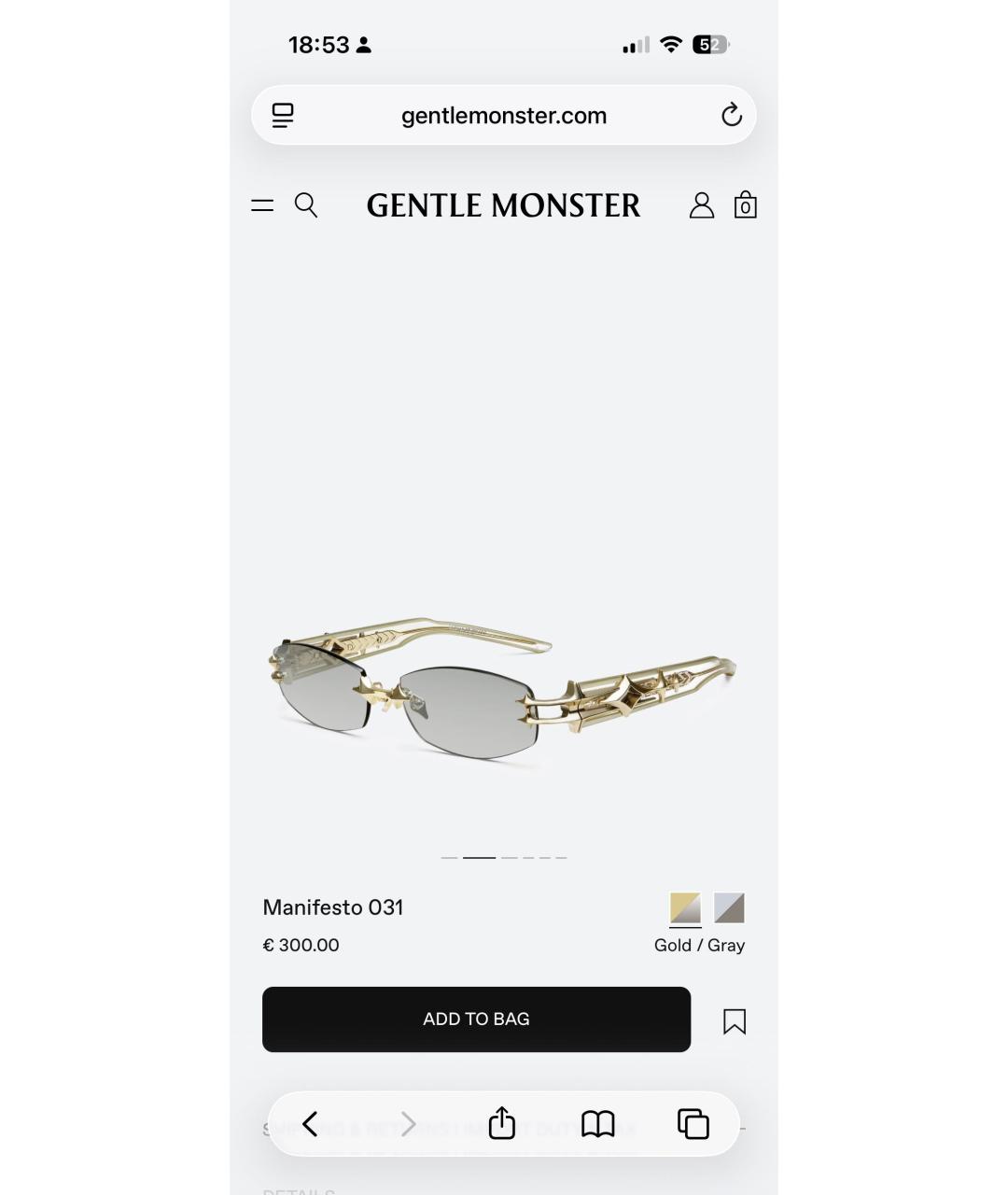 GENTLE MONSTER Золотые пластиковые солнцезащитные очки, фото 8