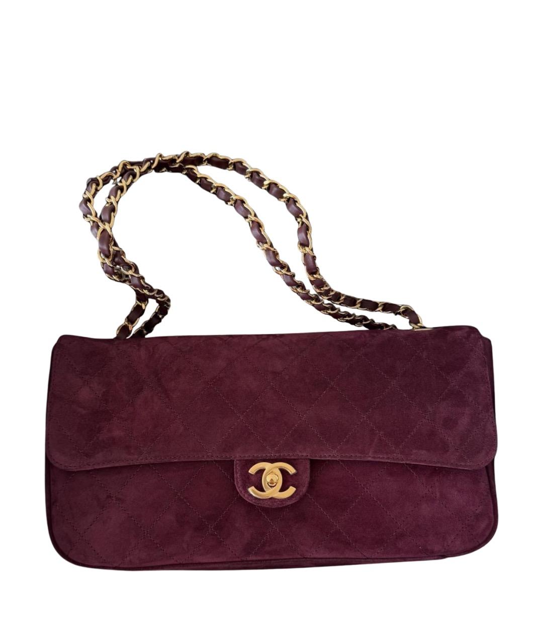 CHANEL Бордовая замшевая сумка через плечо, фото 1