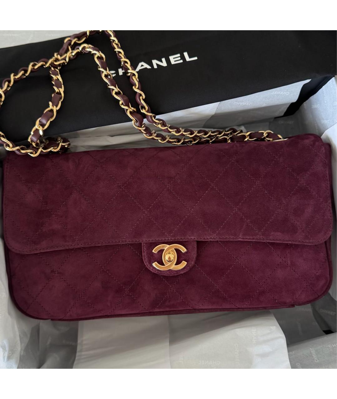 CHANEL Бордовая замшевая сумка через плечо, фото 2