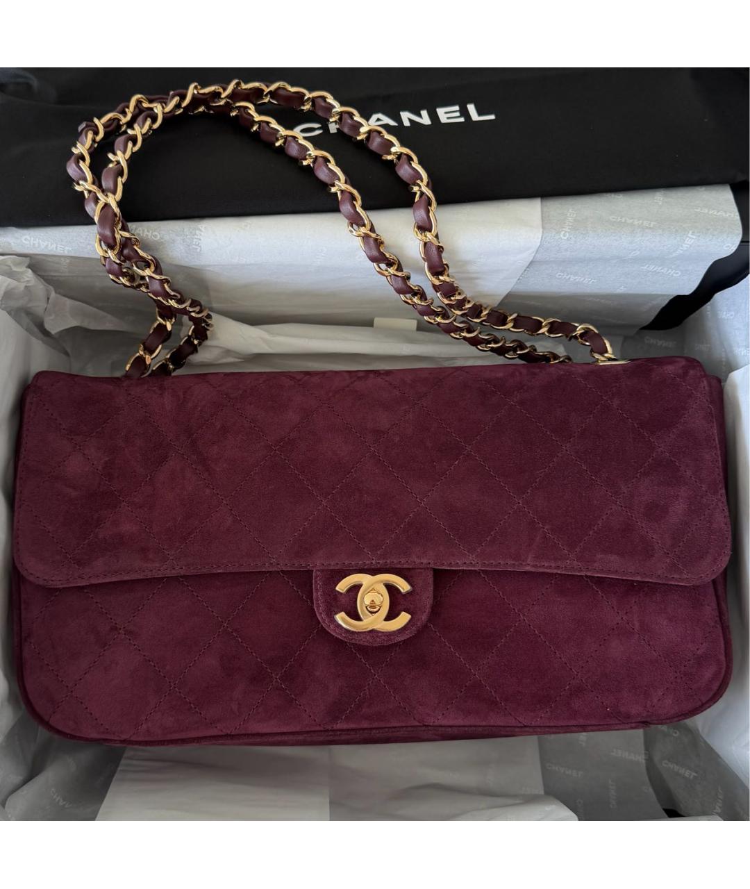 CHANEL Бордовая замшевая сумка через плечо, фото 5