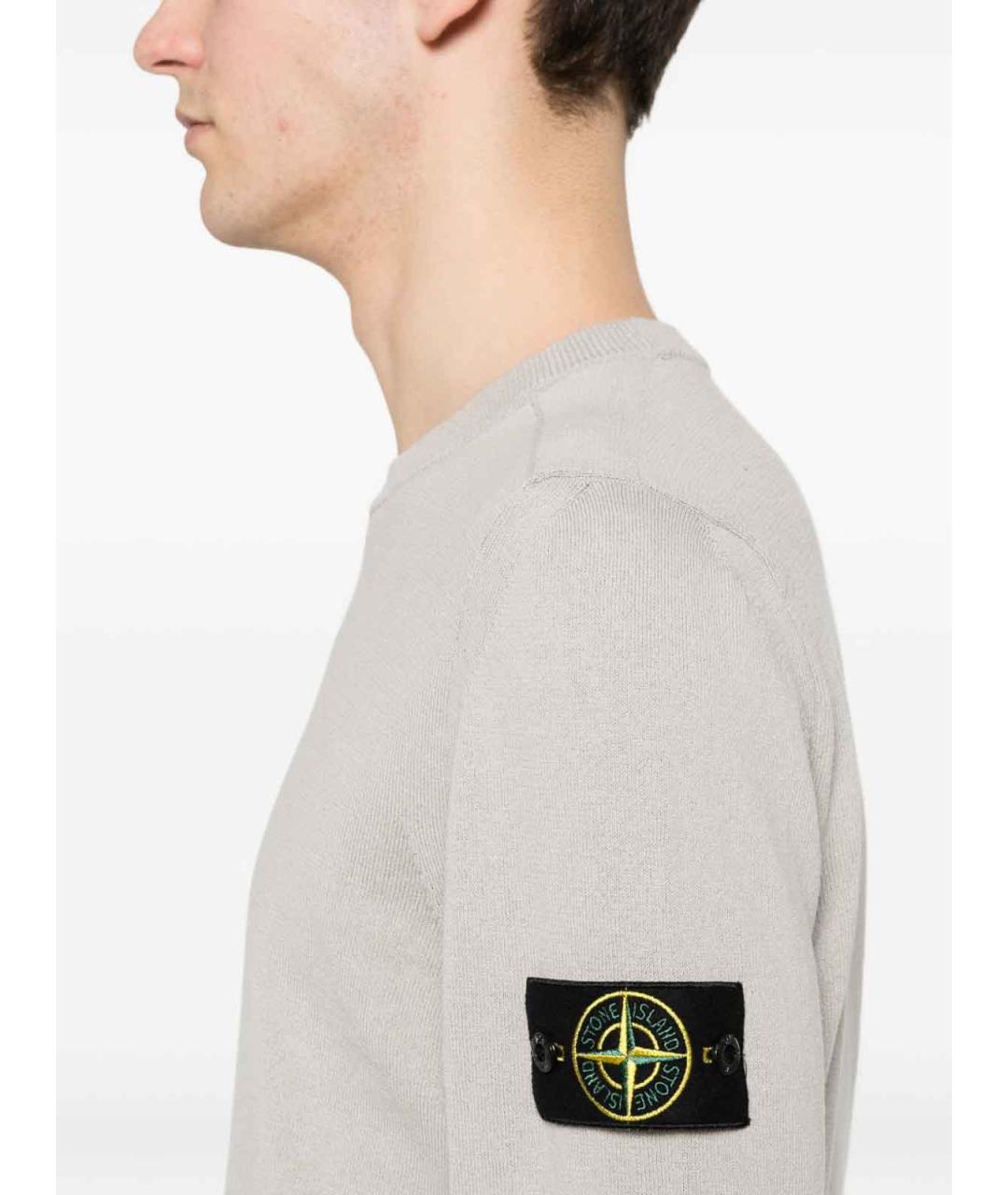 STONE ISLAND Серый хлопковый джемпер / свитер, фото 3