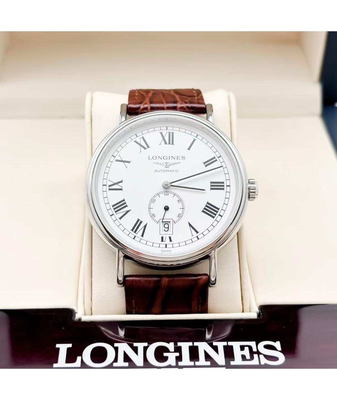 LONGINES Красные стальные часы, фото 5