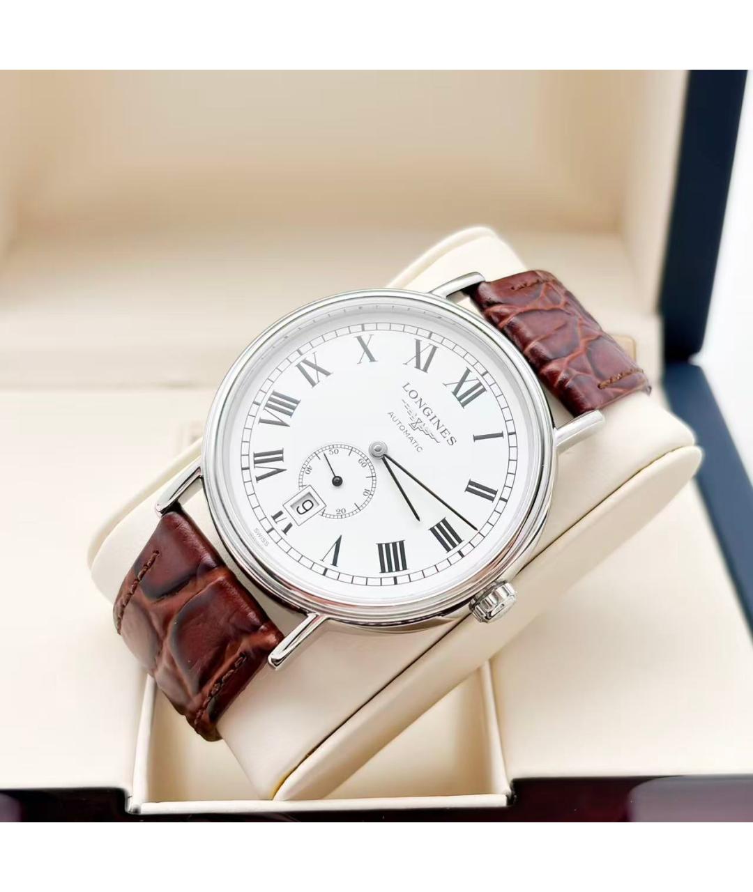 LONGINES Красные стальные часы, фото 4