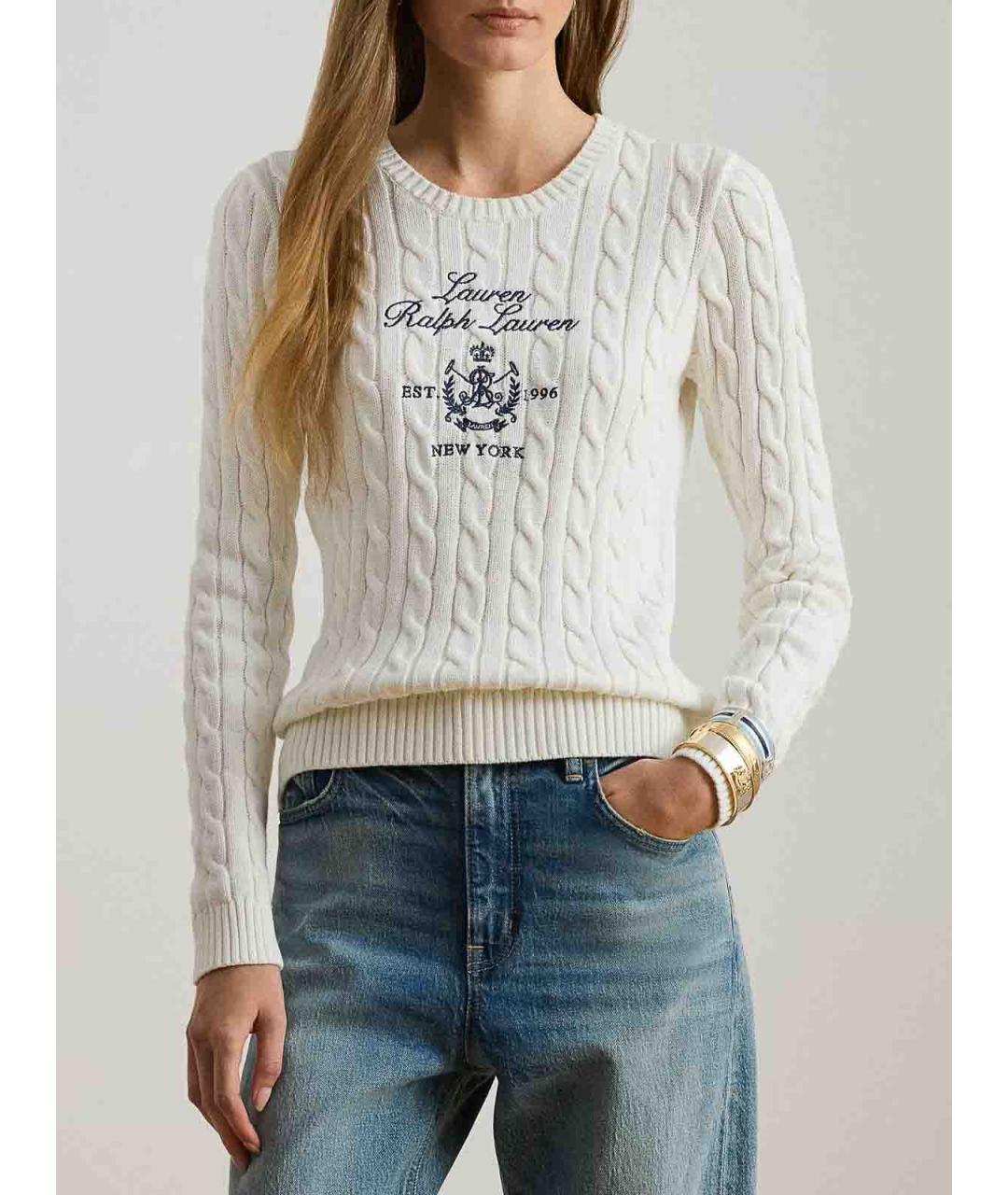 RALPH LAUREN Белый хлопковый джемпер / свитер, фото 2