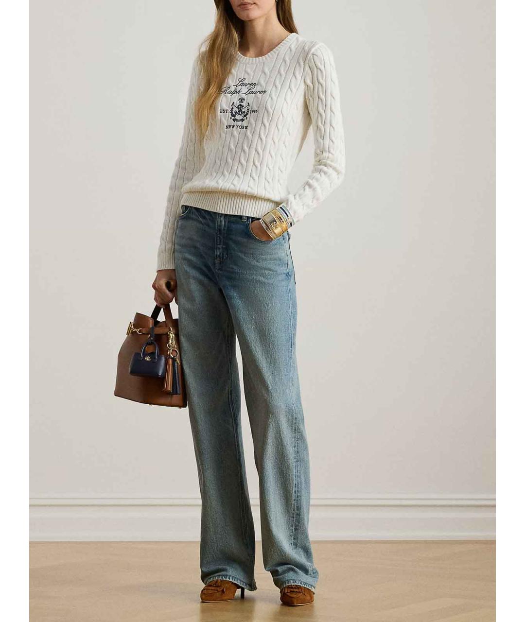 RALPH LAUREN Белый хлопковый джемпер / свитер, фото 3