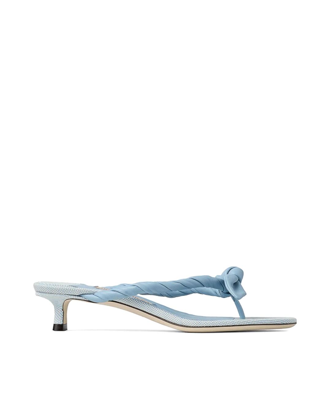 JIMMY CHOO Голубые кожаные мюли, фото 1