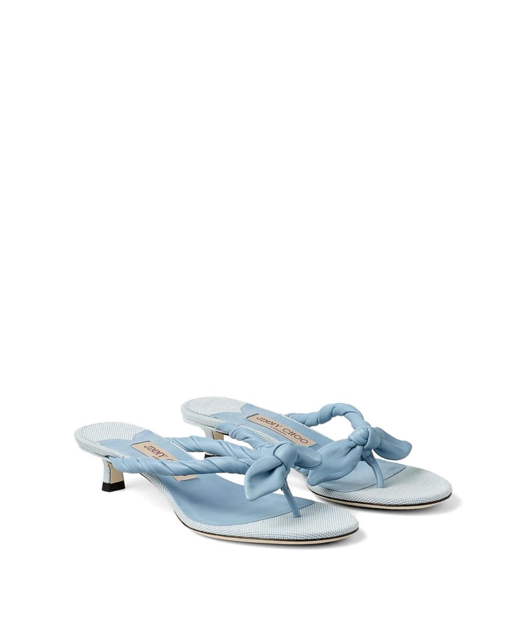 JIMMY CHOO Голубые кожаные мюли, фото 2